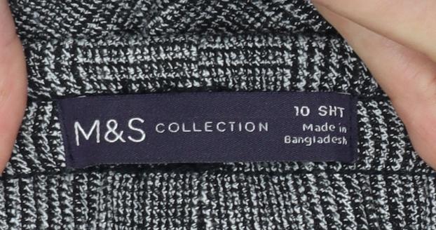 M&S Women’s Grey Check Wide-Leg Pull-On Trousers UK 10 Short