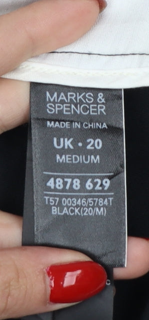 Marks & Spencer Women Black UK 20 Tapered Stretch Dress Trousers
