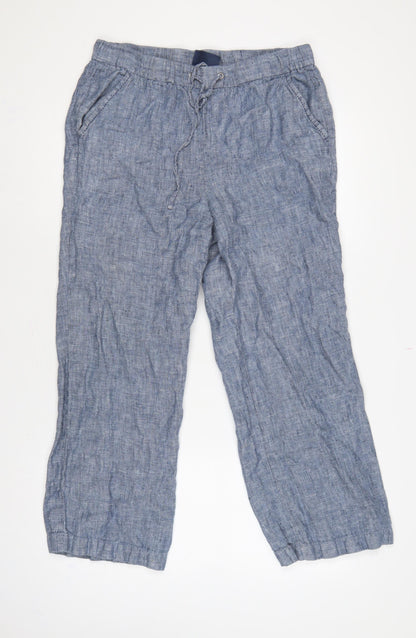 Inlio Women’s Blue Linen Jogger Trousers Size 14 Elasticated Waist