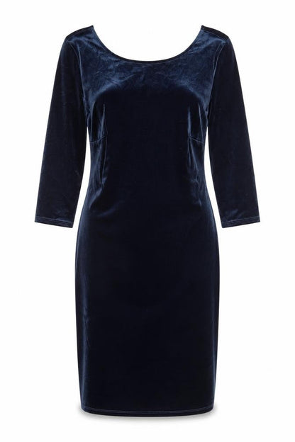 Bravissimo Women Blue UK 14 Velvet Sheath Knee Length Party Dress
