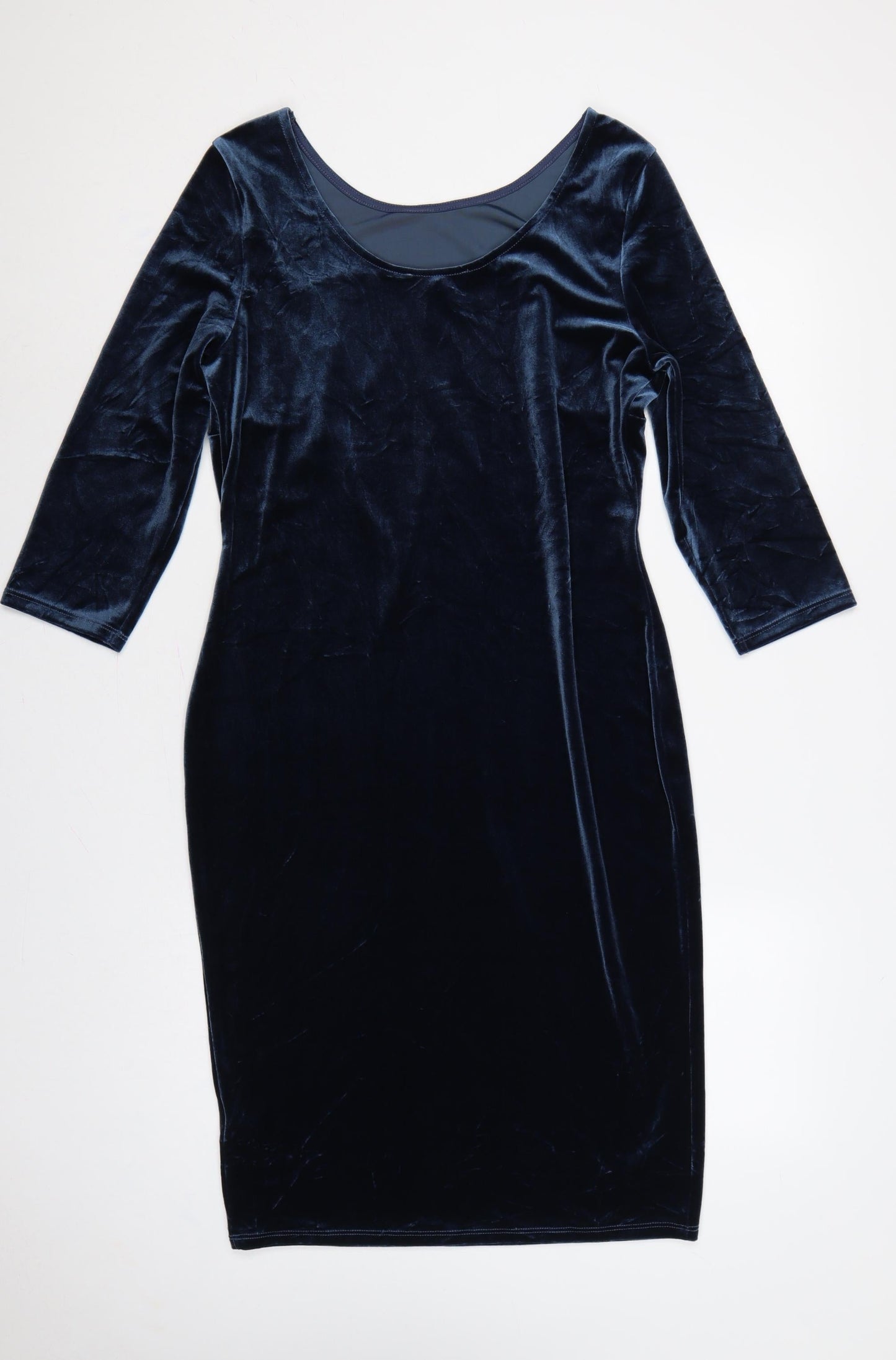Bravissimo Women Blue UK 14 Velvet Sheath Knee Length Party Dress