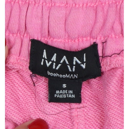 boohooMAN Men’s Pink S Sweatpants Drawstring Elastic Waist Logo Joggers