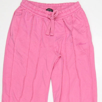 boohooMAN Men’s Pink S Sweatpants Drawstring Elastic Waist Logo Joggers