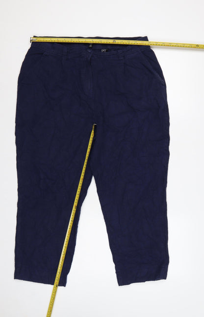 Next Women’s Navy Blue UK 16R Linen Blend Tapered Trousers