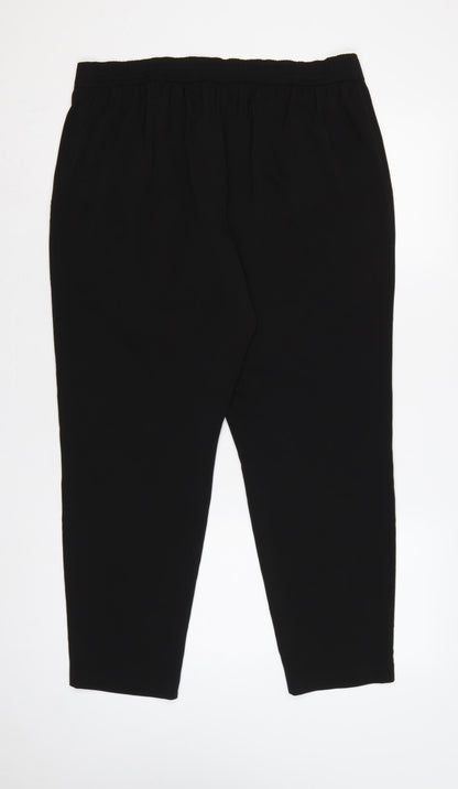Wallis Women’s Black UK 14 Tapered Stretch Elastic Waist Trousers