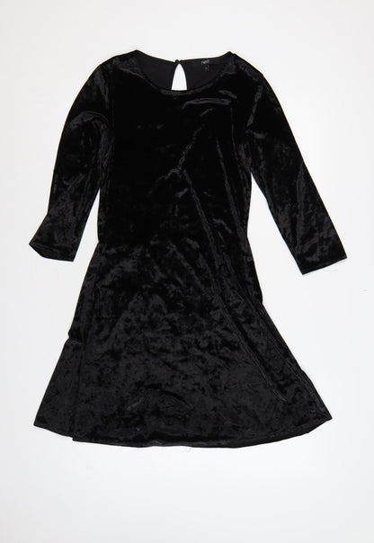 Next Women Black Velvet Fit & Flare Knee Length Dress UK 6