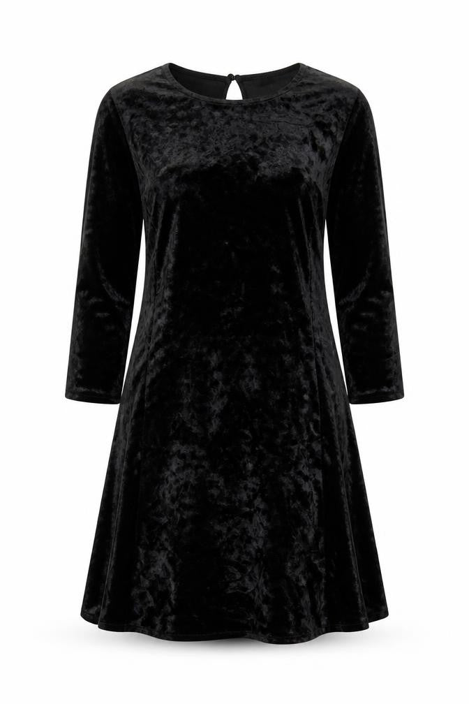 Next Women Black Velvet Fit & Flare Knee Length Dress UK 6