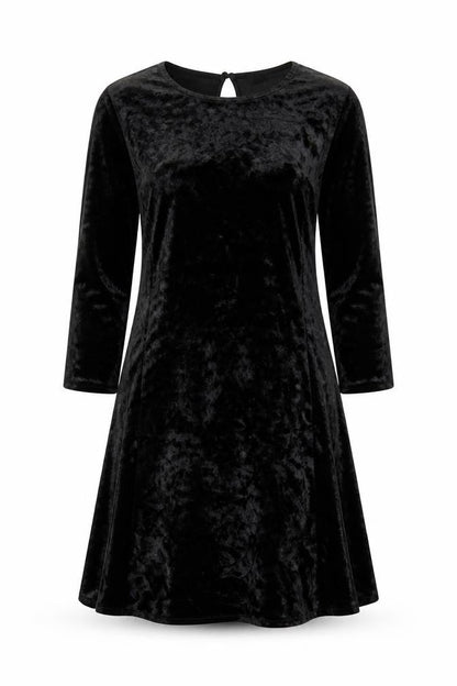 Next Women Black Velvet Fit & Flare Knee Length Dress UK 6