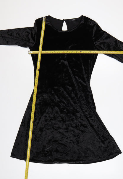 Next Women Black Velvet Fit & Flare Knee Length Dress UK 6