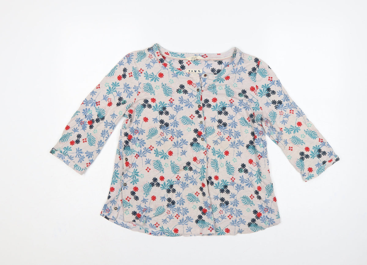 White Stuff Women Multicoloured UK 12 Floral Tunic Henley Blouse