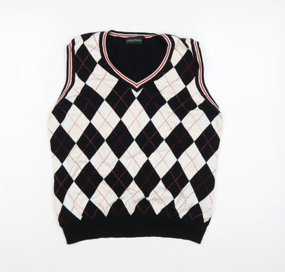 GOLFINO Women’s Multicoloured Argyle Cotton Knit V-Neck Vest UK 16