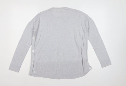 White Label Women’s Grey UK 6 Crew Neck Side Button Knit Jumper
