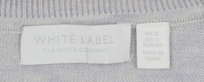 White Label Women’s Grey UK 6 Crew Neck Side Button Knit Jumper