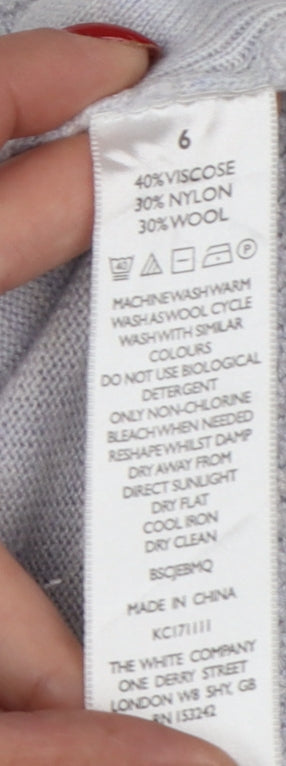 White Label Women’s Grey UK 6 Crew Neck Side Button Knit Jumper
