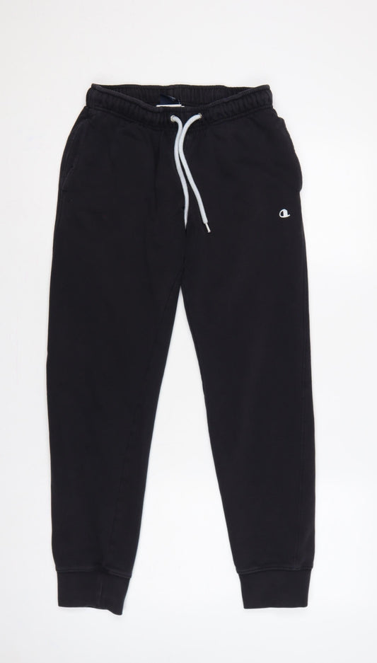 Back view of Champion unisex adults black small logo fleece jogger sweatpants