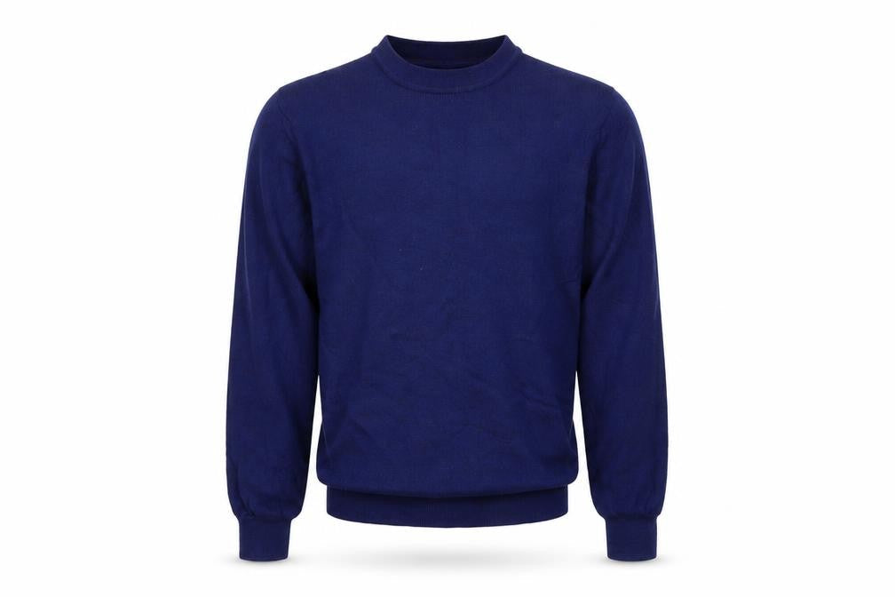 Moss 1851 Men's Blue M Merino Wool Blend Mock Neck Pullover Jumper
