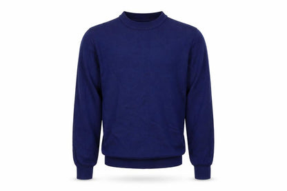 Moss 1851 Men's Blue M Merino Wool Blend Mock Neck Pullover Jumper