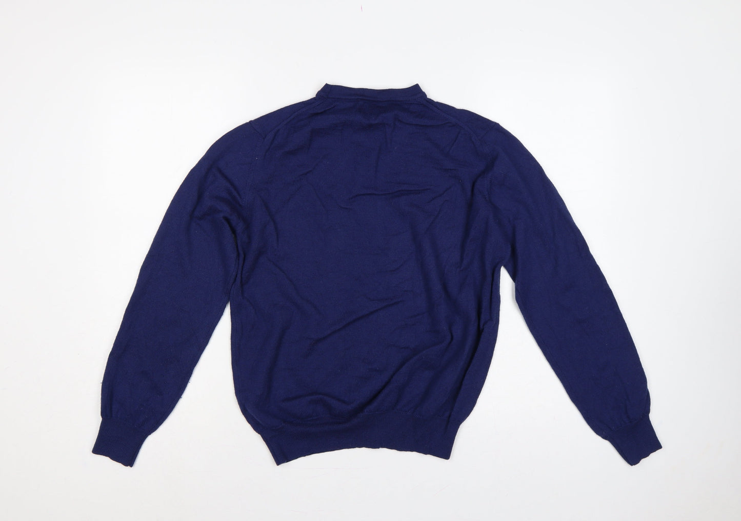 Moss 1851 Men's Blue M Merino Wool Blend Mock Neck Pullover Jumper
