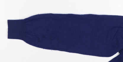 Moss 1851 Men's Blue M Merino Wool Blend Mock Neck Pullover Jumper