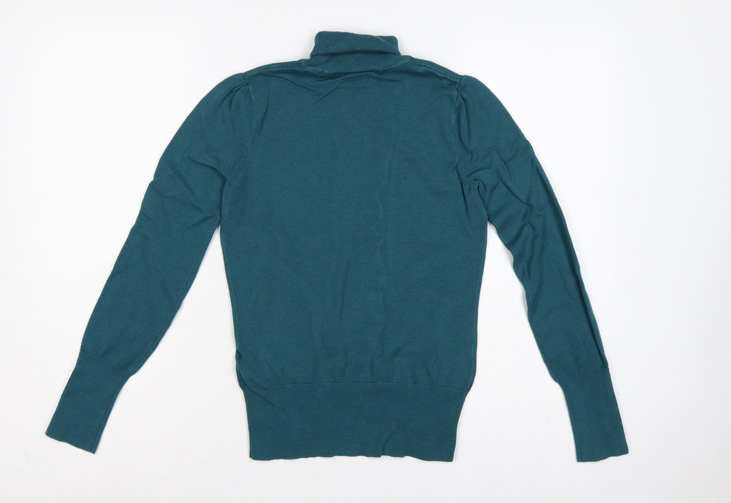 Wallis Women’s Teal Blue UK 8 Roll Neck Puff Sleeve Knit Jumper