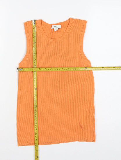 Marks and Spencer Women Orange UK 16 Ribbed Knit Camisole Tank Top