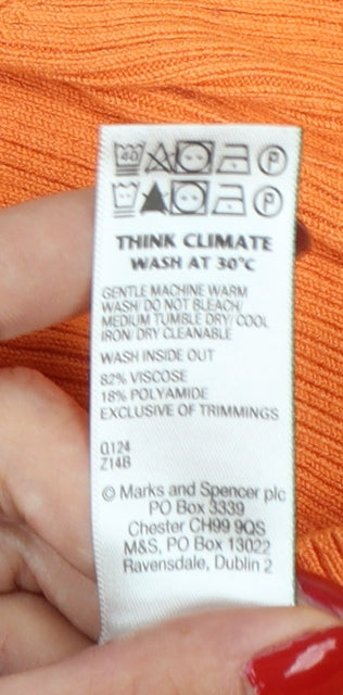 Marks and Spencer Women Orange UK 16 Ribbed Knit Camisole Tank Top
