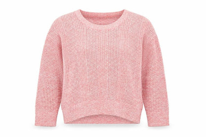 Gap Women Pink L Open Knit Crew Neck Long Sleeve Pullover Jumper