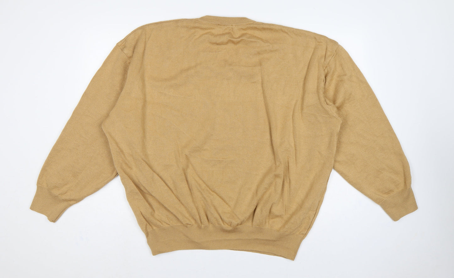 Fabicci Men’s Beige 3XL V-Neck Wool Blend Pullover Jumper