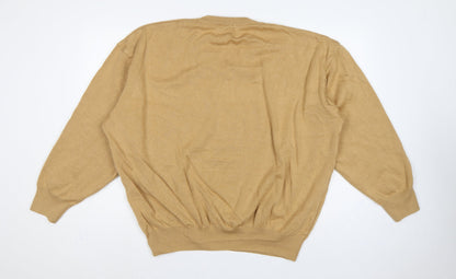 Fabicci Men’s Beige 3XL V-Neck Wool Blend Pullover Jumper