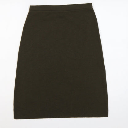 St Michael Women Brown UK 12 Wool Blend Knit Pencil Knee Skirt