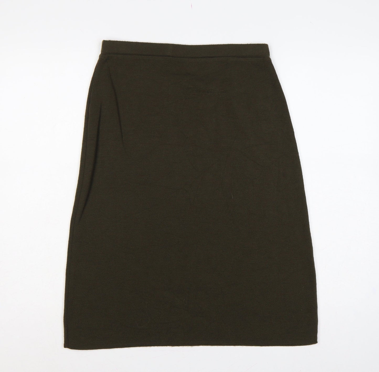 St Michael Women Brown UK 12 Wool Blend Knit Pencil Knee Skirt