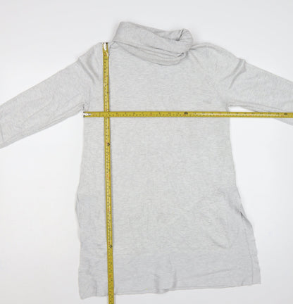 Cavus Women Grey S Roll Neck Long Sleeve Knit Tunic Jumper