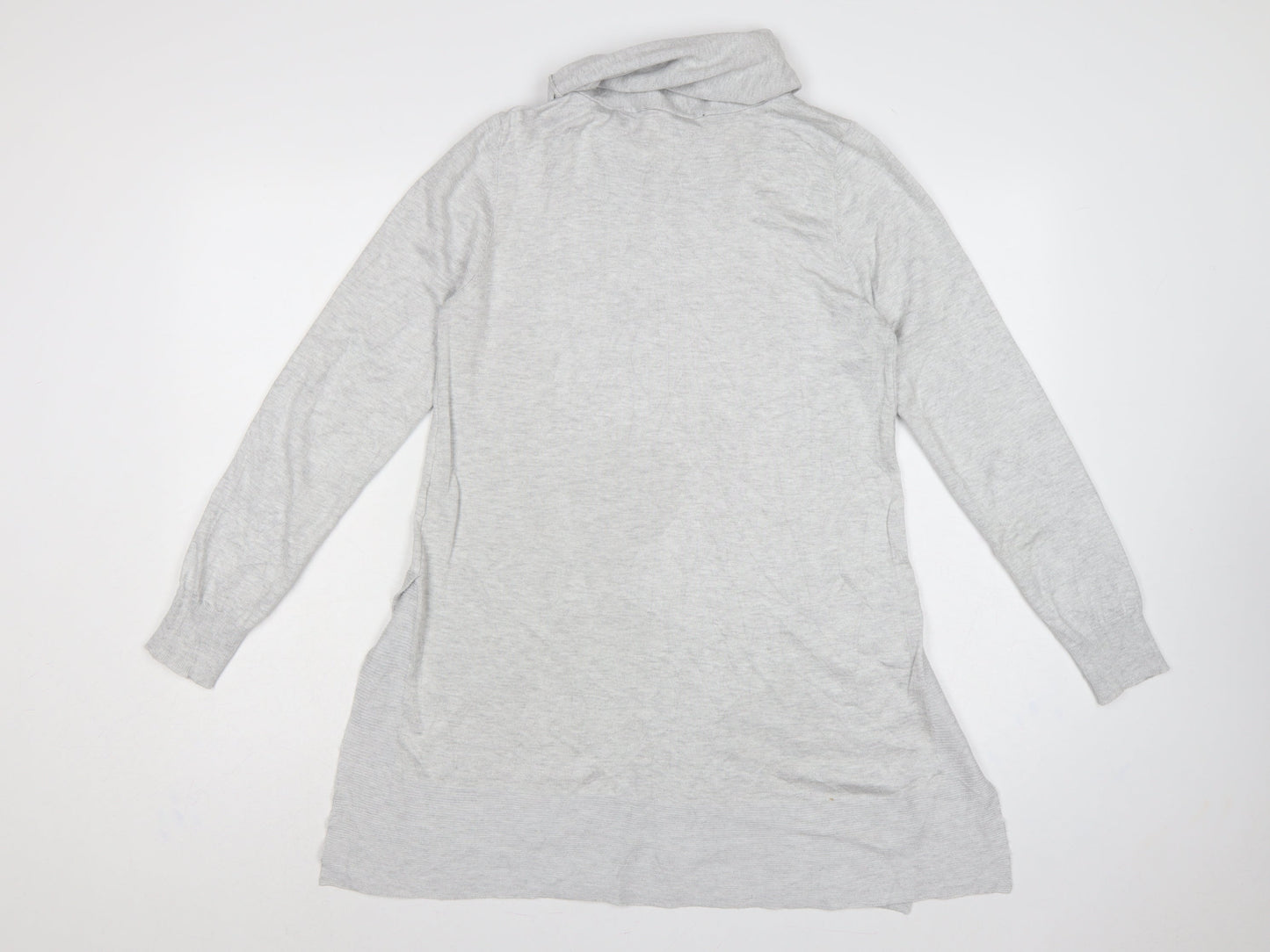 Cavus Women Grey S Roll Neck Long Sleeve Knit Tunic Jumper
