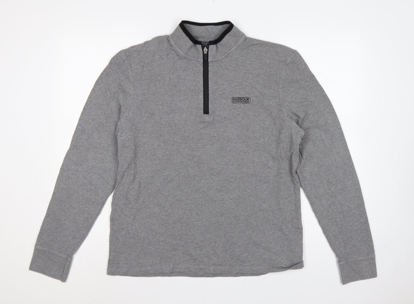 Barbour International Men’s Grey L 1/4 Zip Logo Sweatshirt