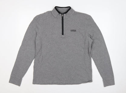 Barbour International Men’s Grey L 1/4 Zip Logo Sweatshirt