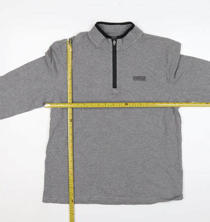 Barbour International Men’s Grey L 1/4 Zip Logo Sweatshirt