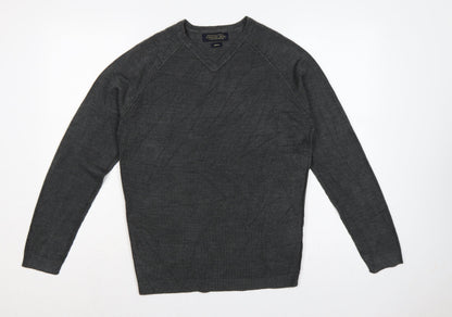 Twisted Soul Men’s Grey Small V-Neck Knit Pullover Jumper