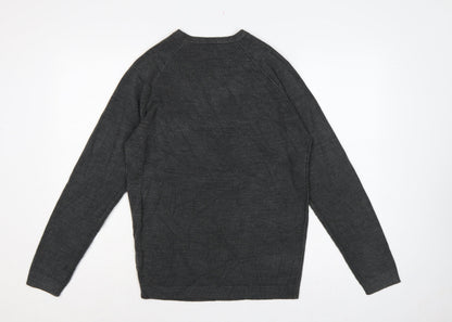 Twisted Soul Men’s Grey Small V-Neck Knit Pullover Jumper