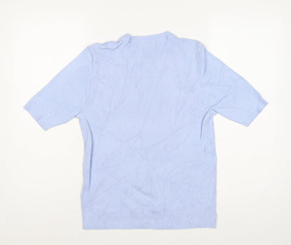 Marks and Spencer Women Blue L Ribbed Knit Short Sleeve Jumper