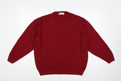 Marks and Spencer Men Red L Lambswool Crew Neck Pullover Jumper Vintage