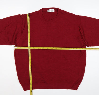 Marks and Spencer Men Red L Lambswool Crew Neck Pullover Jumper Vintage