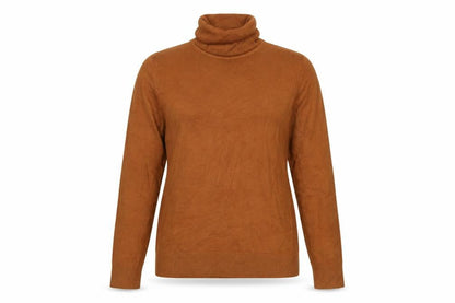 M&S Women Brown UK 14 Roll Neck Acrylic Knit Pullover Jumper