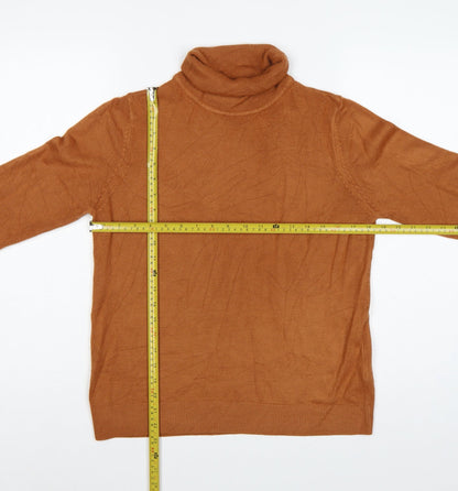 M&S Women Brown UK 14 Roll Neck Acrylic Knit Pullover Jumper