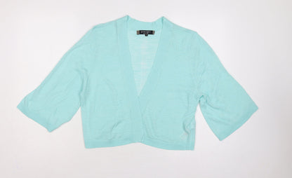 Principles Women Blue Size 14 Open Knit 3/4 Sleeve Cardigan