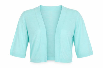 Front view of Principles Women Blue, size 14, Open Knit 3/4 Sleeve Cardigan