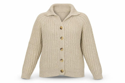 Marks & Spencer Autograph Women Beige Size 14 Linen Cable Knit Roll Neck Cardigan