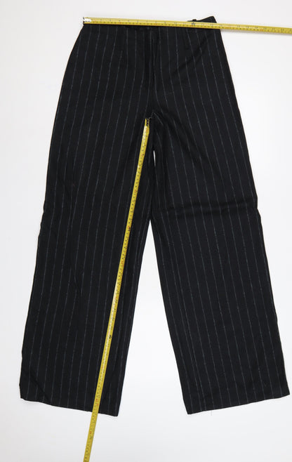 Per Una Women Black Pinstripe Tailored Dress Trousers Size 12L Tall