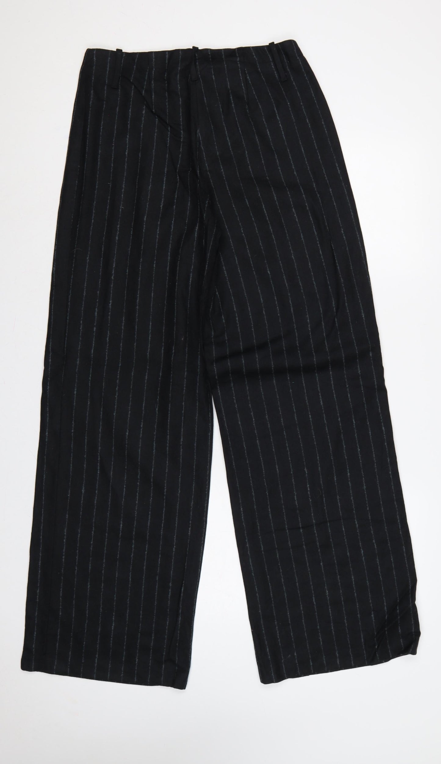 Per Una Women Black Pinstripe Tailored Dress Trousers Size 12L Tall
