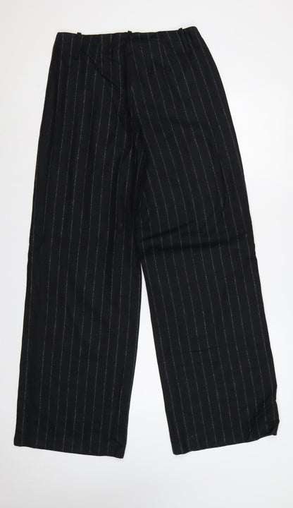 Per Una Women Black Pinstripe Tailored Dress Trousers Size 12L Tall