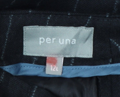 Per Una Women Black Pinstripe Tailored Dress Trousers Size 12L Tall